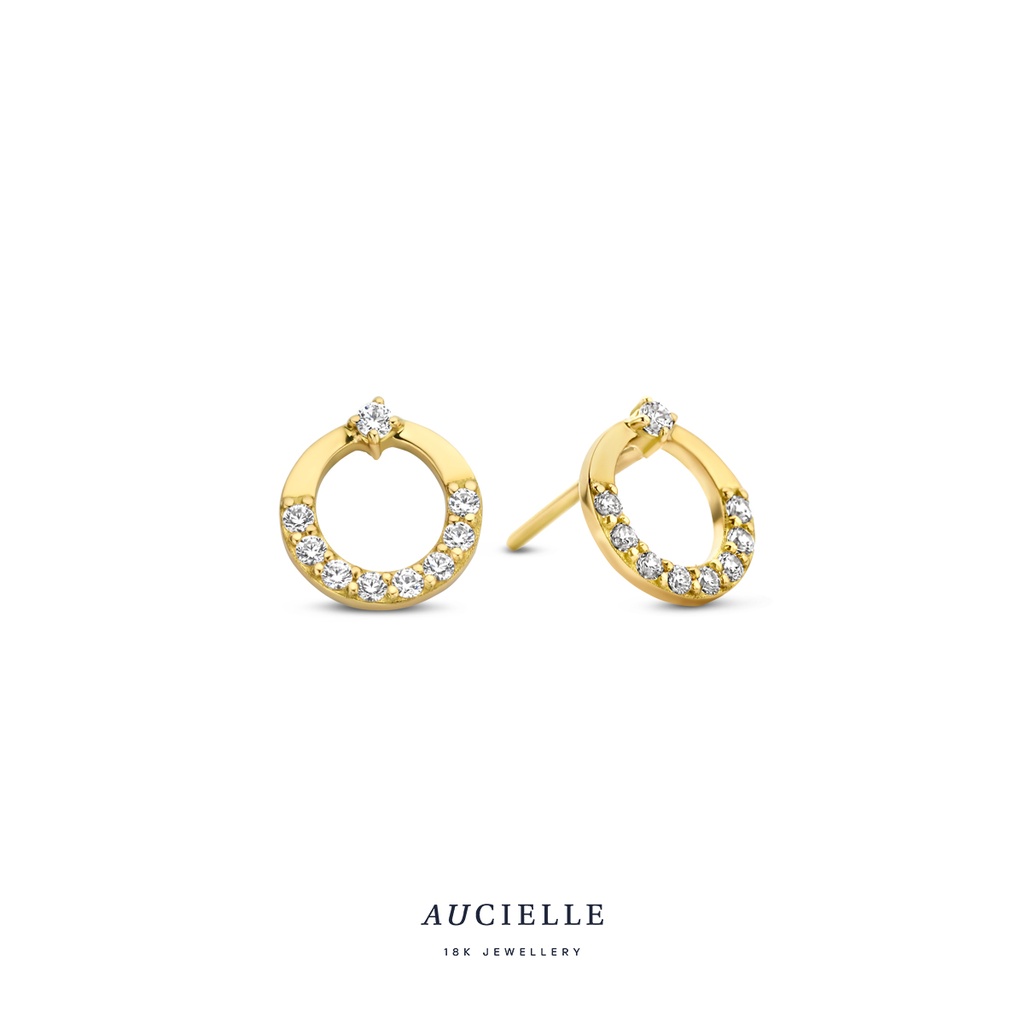 Boucles d'oreilles rond Or Jaune 18K Oxyde de zirconium