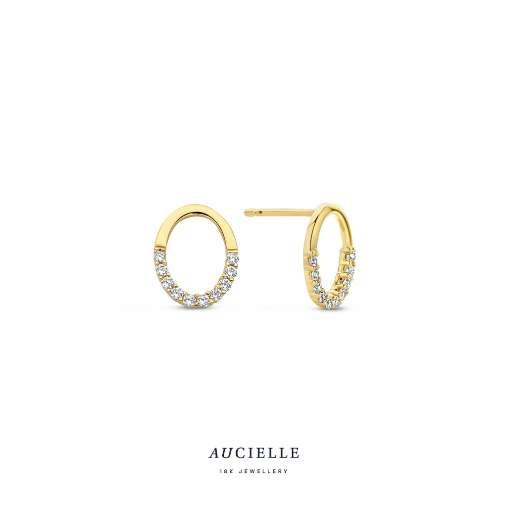 Boucles d'oreilles Or Jaune 18K pendantes Oxyde de zirconium