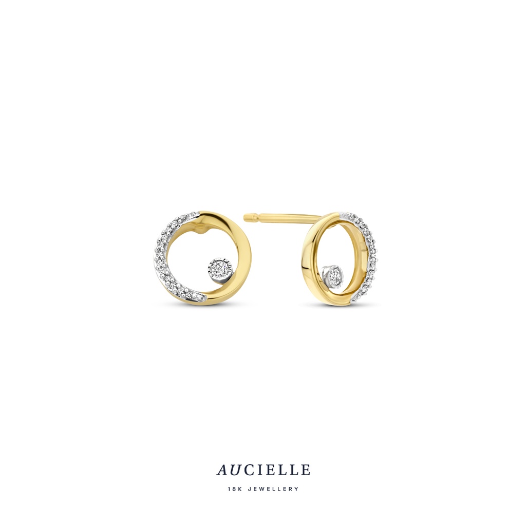 Boucles d'oreilles ronde Or Jaune 18K & diamant 0.05ct