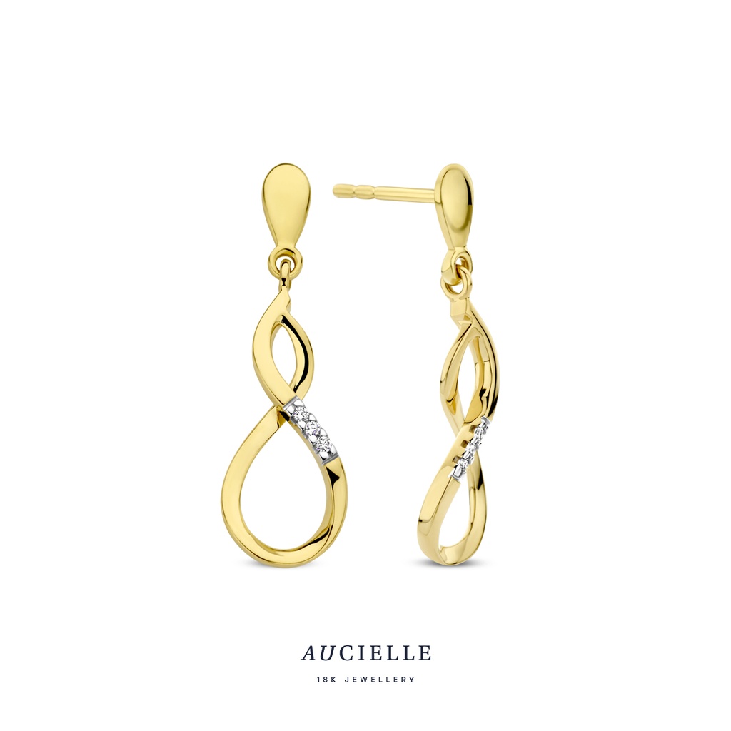 Boucles d'oreilles Pendentif Or Jaune 18K & diamants de 0.035ct