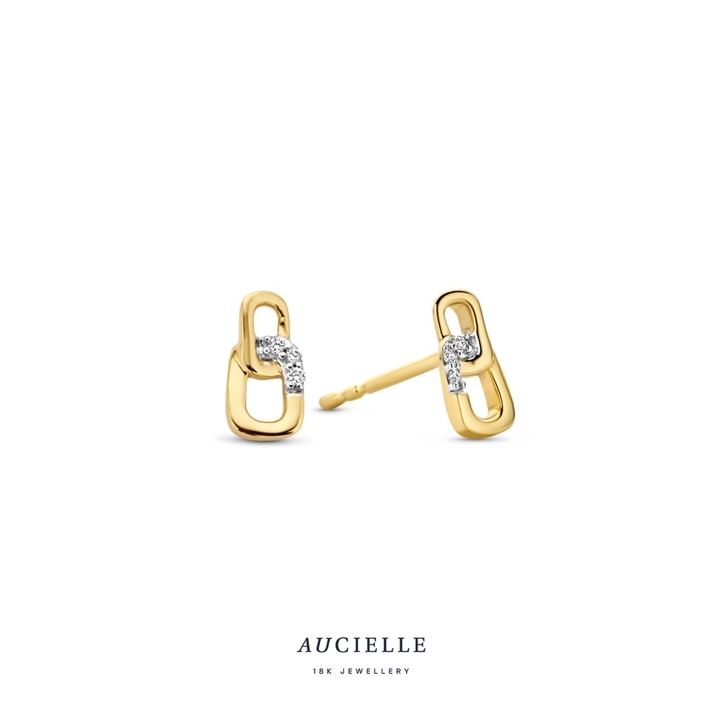 Boucles d'oreilles Or Jaune 18K et diamants de 0.02ct