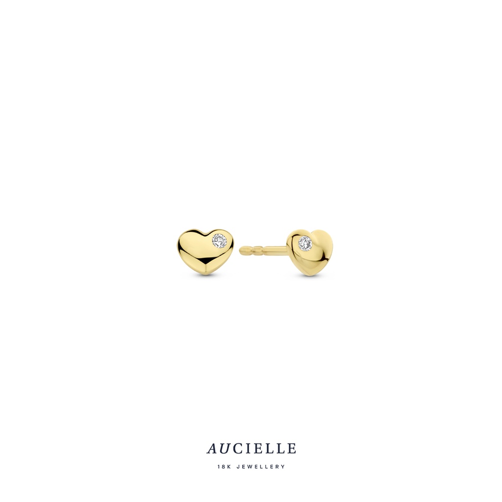 Boucles d'oreilles Coeur Or Jaune 18K Oxyde de zirconium