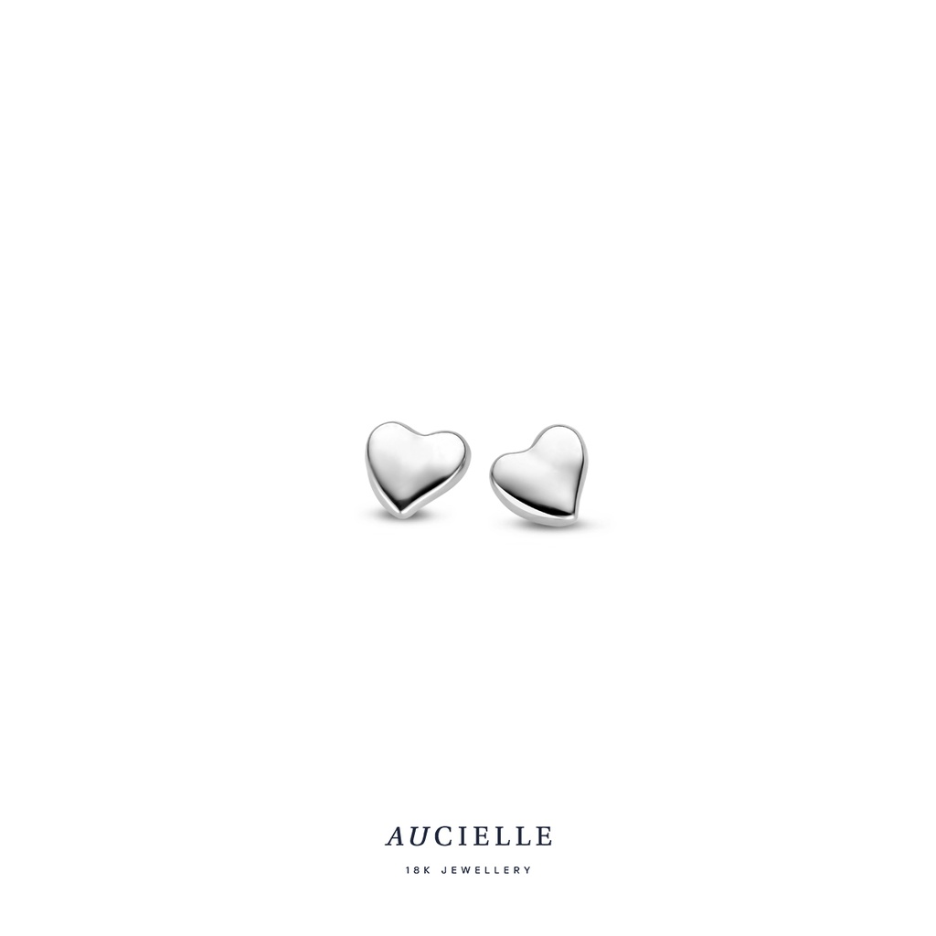 Boucles d'oreilles Or Blanc 18K coeur