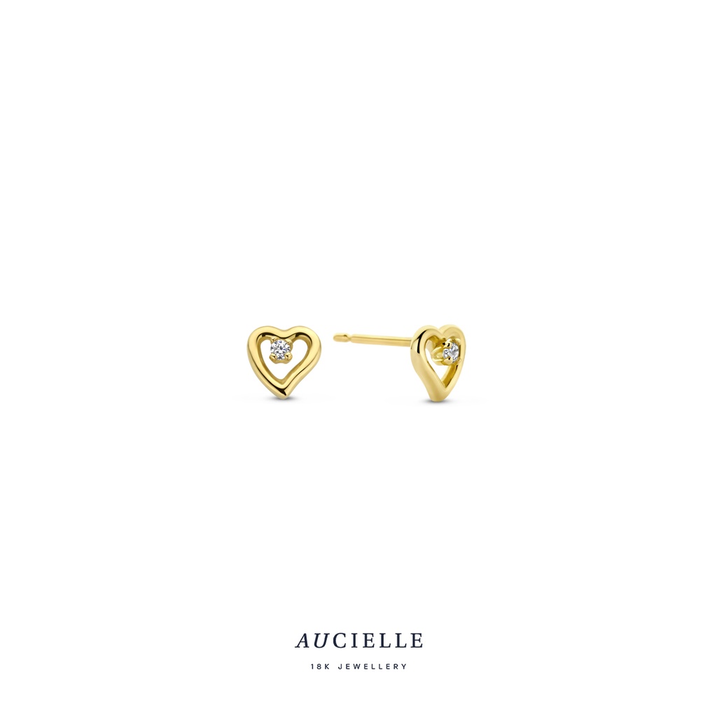 Boucles d'oreilles coeur Or Jaune 18K Oxyde de zirconium