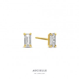 Boucles d'oreilles baguette Or Jaune 18K Oxyde de zirconium