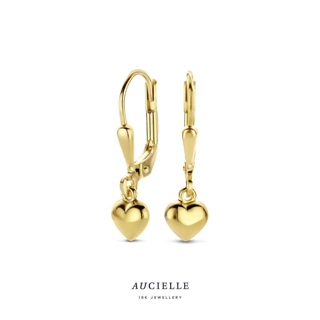 Boucles d'oreilles Or Jaune 18K pendantes coeur