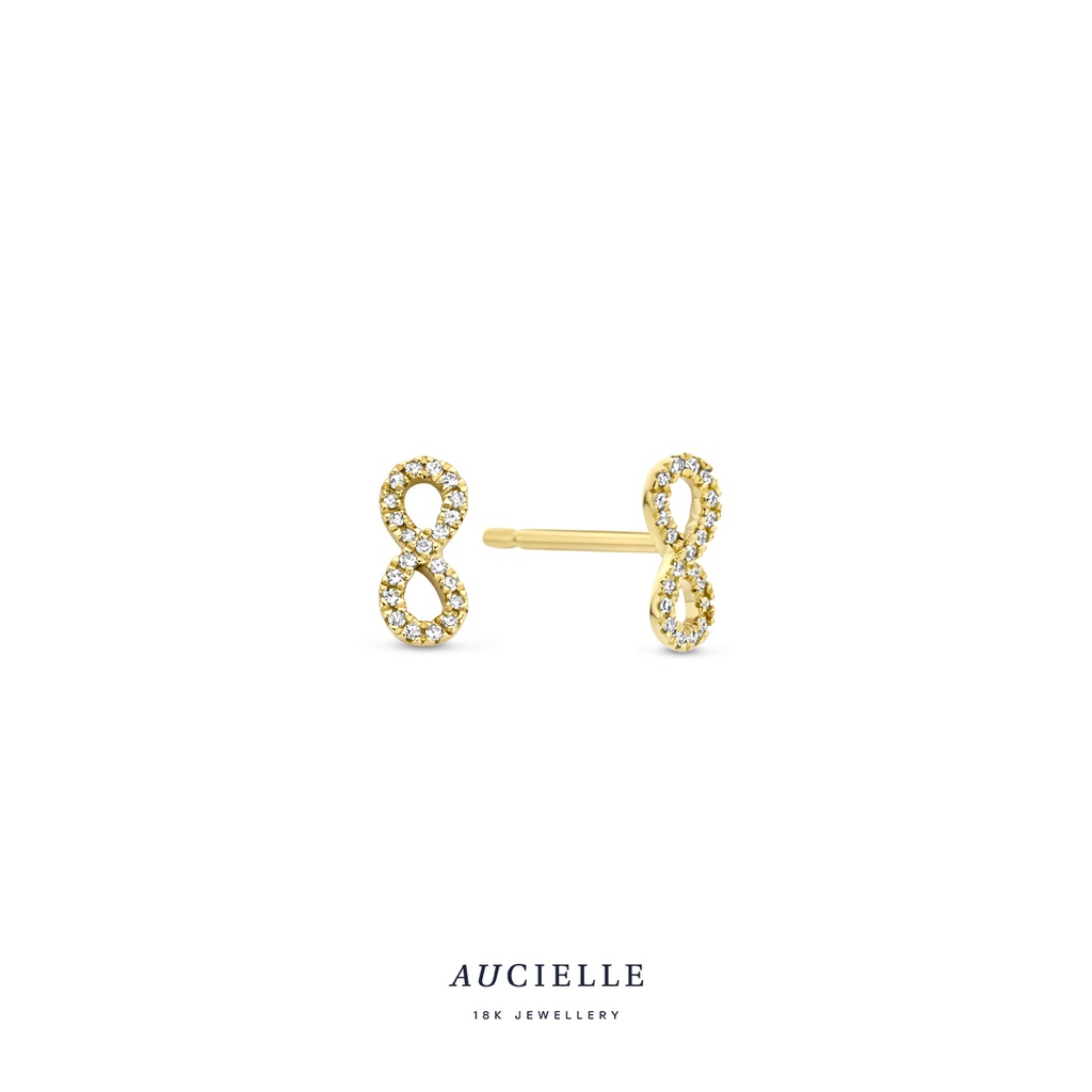 Boucles d'oreilles infinity Or Jaune 18K et diamants de 0.05ct