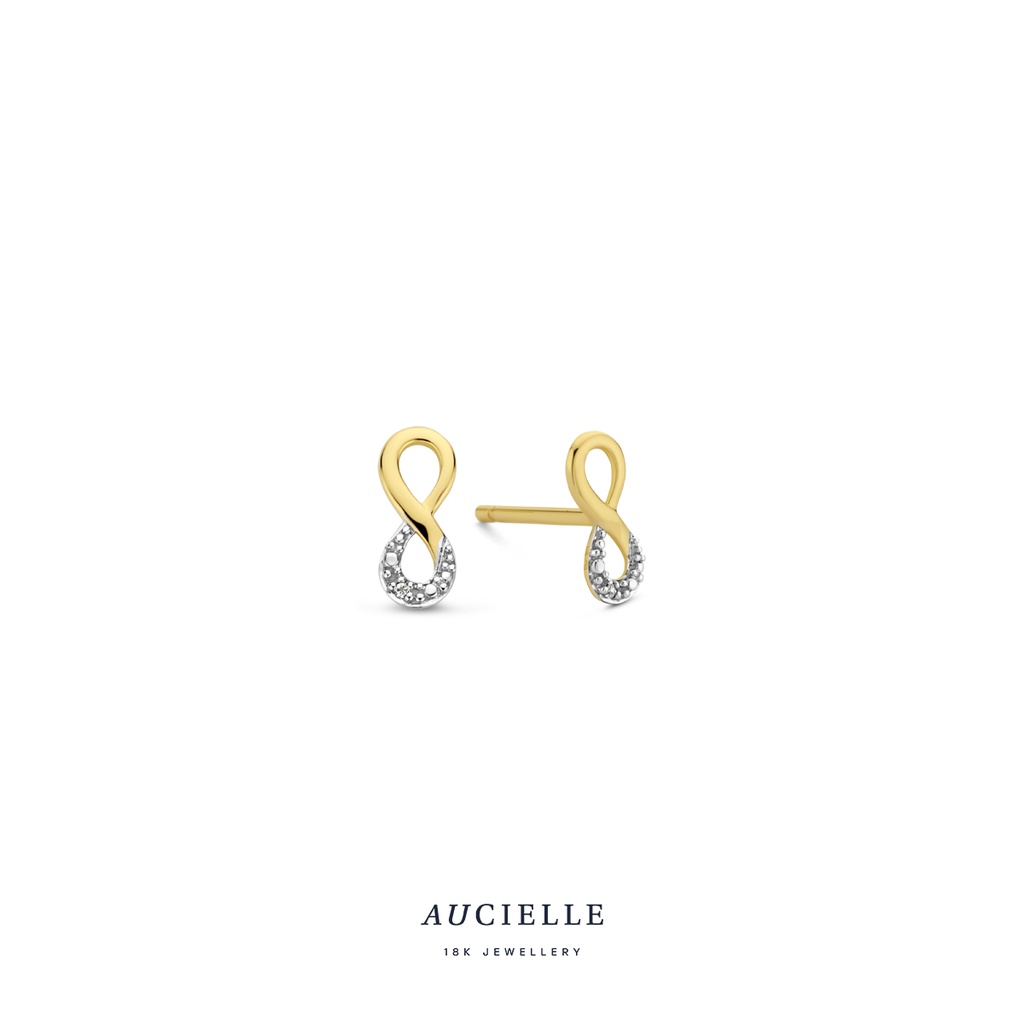 Boucles d'oreilles infinity Or Jaune 18K et diamants de 0.005ct