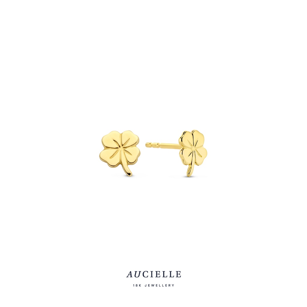 Boucles d'oreilles Or Jaune 18K trèfle