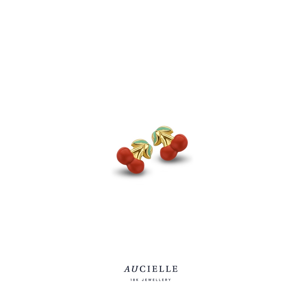 Boucles d'oreilles Or Jaune 18K cerises