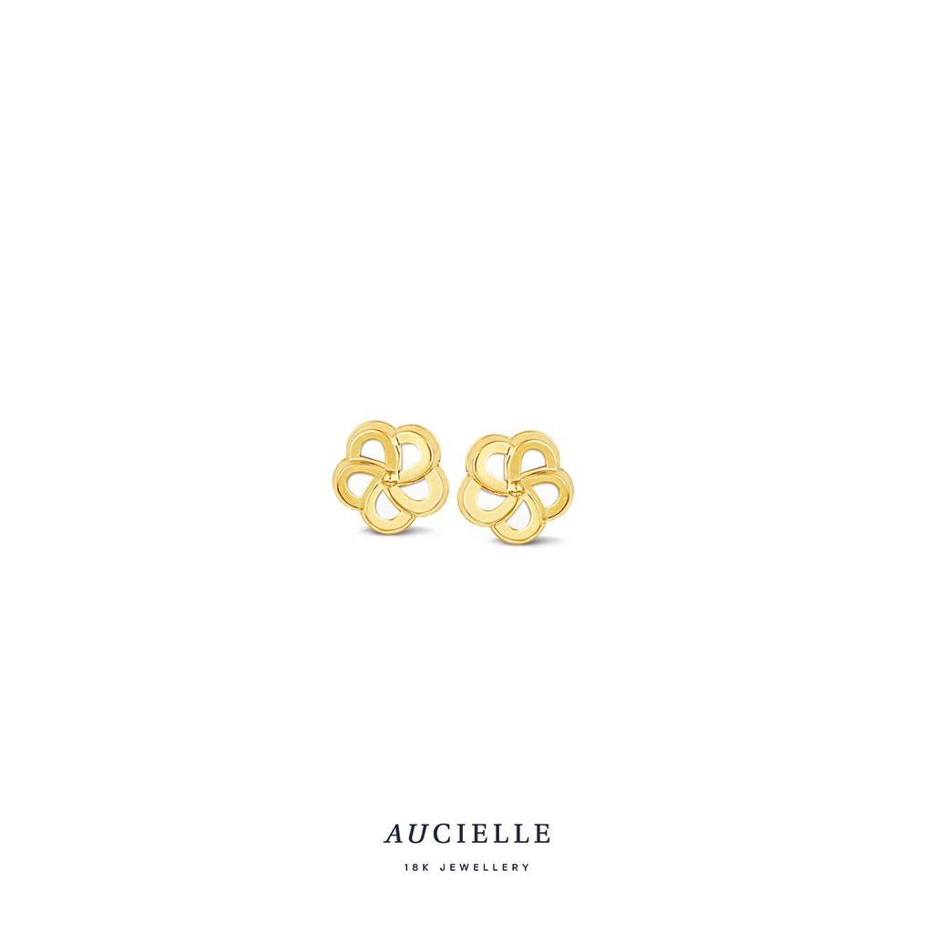 Boucles d'oreilles Or Jaune 18K fleur 