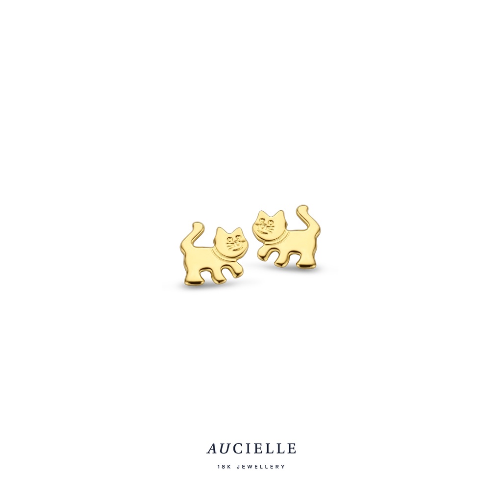 Boucles d'oreilles Or Jaune 18K chat