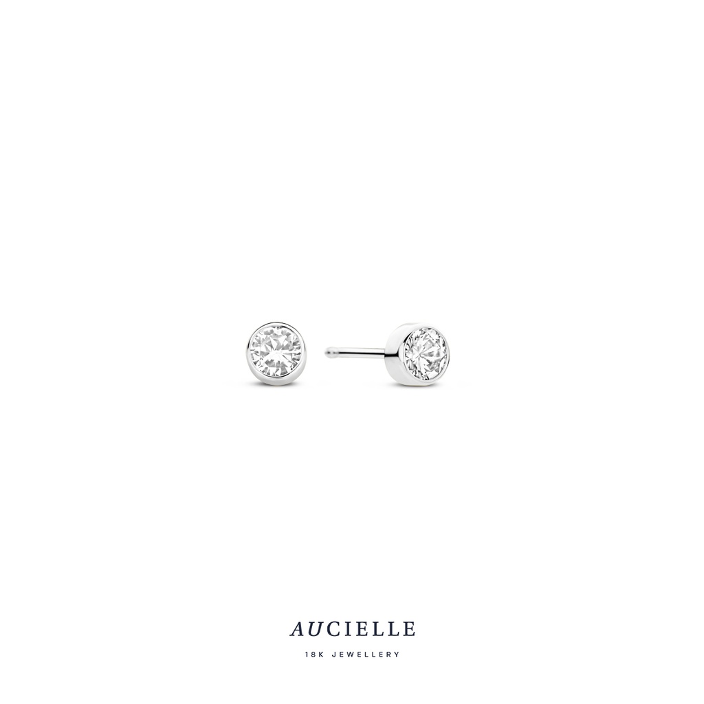 Boucles d'oreilles Or Blanc 18K Oxyde de zirconium 3mm