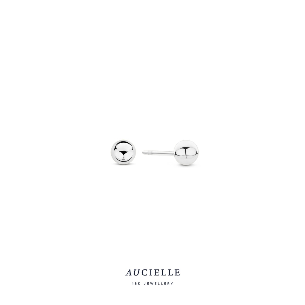 Boucles d'oreilles Or Blanc 18K boule 3mm