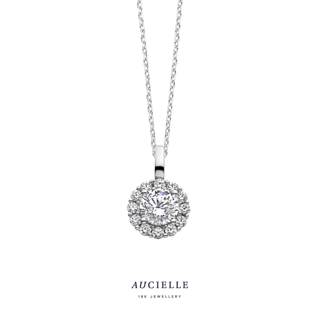 Pendentif Or Blanc 18K & Oxydes de zirconium