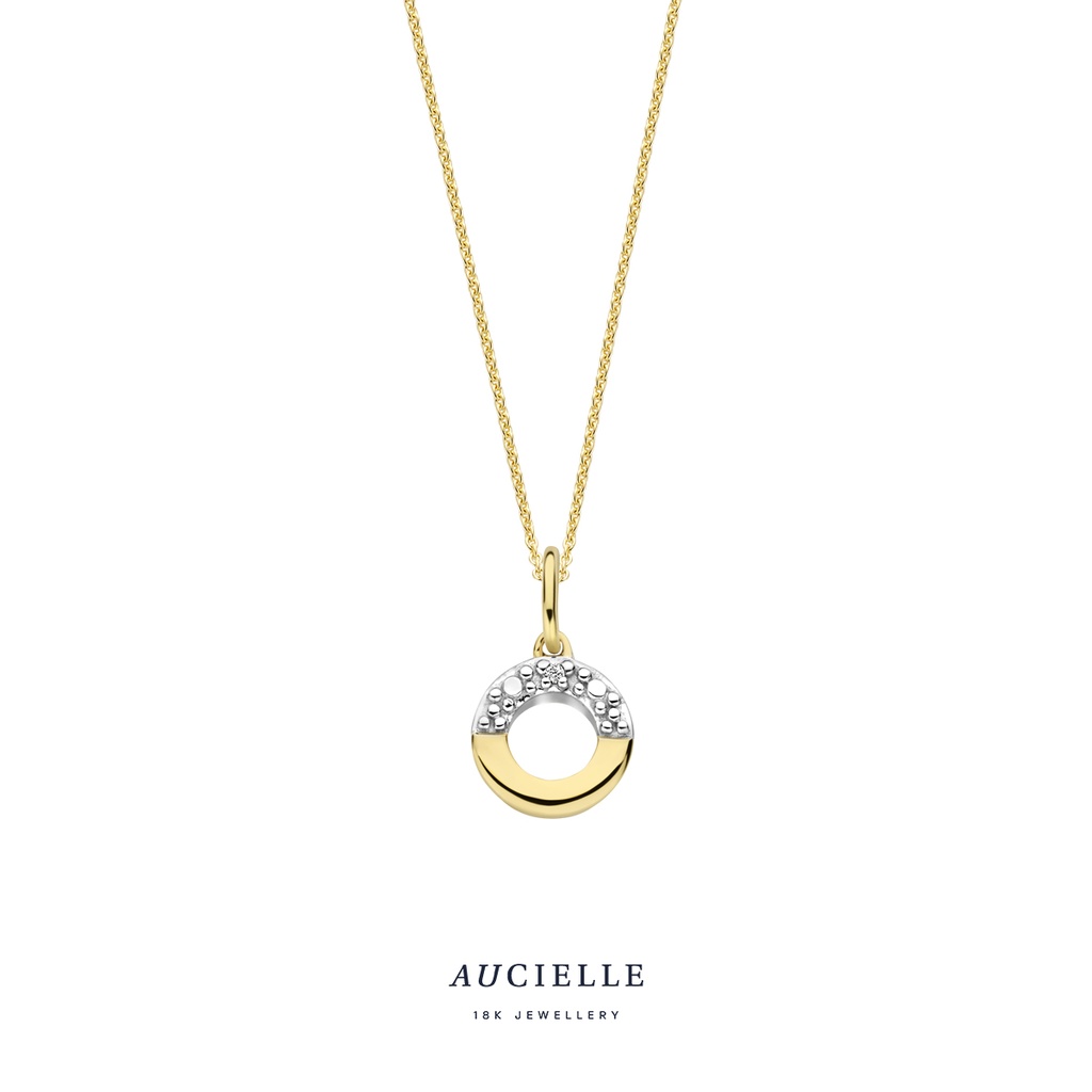 Pendentif rond Or Jaune 18K et diamants de 0.005ct