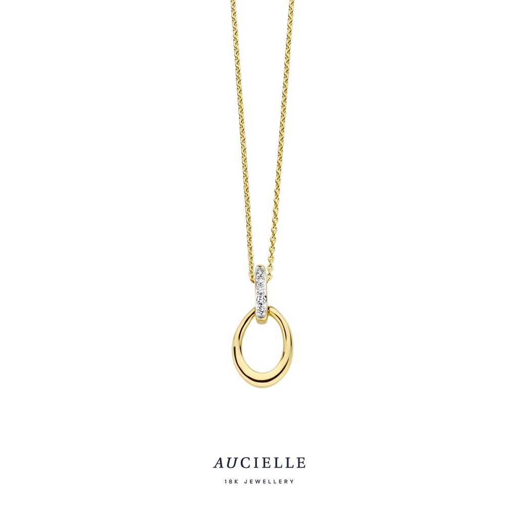 Pendentif ovale en Or Jaune 18K et diamants de 0.01ct