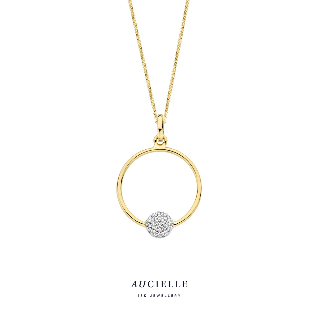 Pendentif rond en Or Jaune 18K avec pavé de diamants de 0.085ct