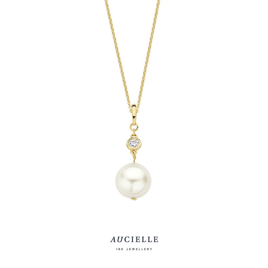 Pendentif en Or Jaune 18K avec Perle et diamants de 0.045ct 