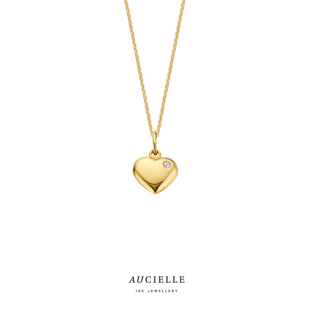 Pendentif coeur Or Jaune 18K Oxyde de zirconium