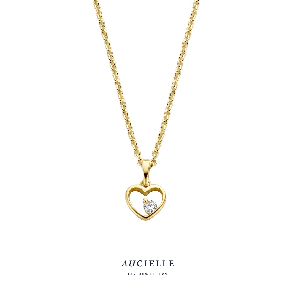 Pendentif coeur Or Jaune 18K Oxyde de zirconium