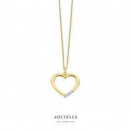 Pendentif Or Jaune 18K coeur avec diamant de 0.025ct