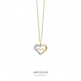 Pendentif coeur Or Jaune 18K et diamant de 0.01ct