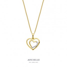 Pendentif coeur en Or Jaune 18K et Oxyde de zirconium