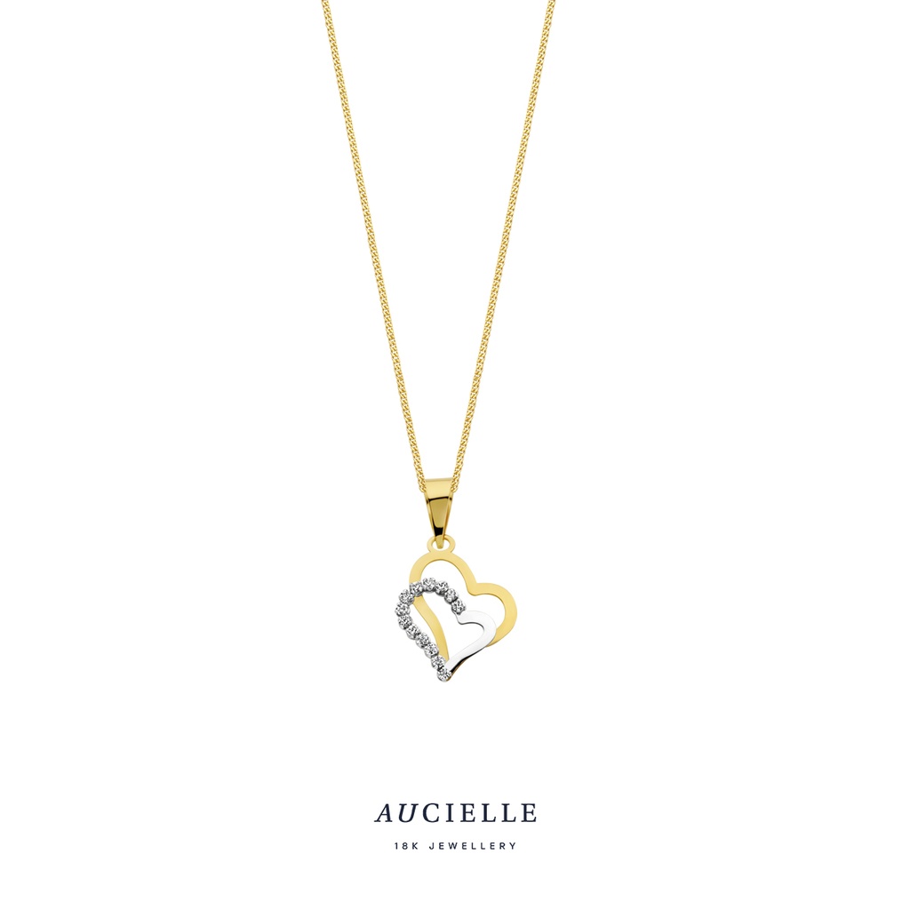 Pendentif coeur en Or Blanc 18K et Oxyde de zirconium