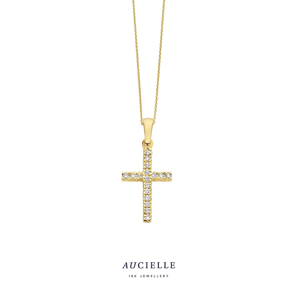 Pendentif croix Or Jaune 18K Oxyde de zirconium