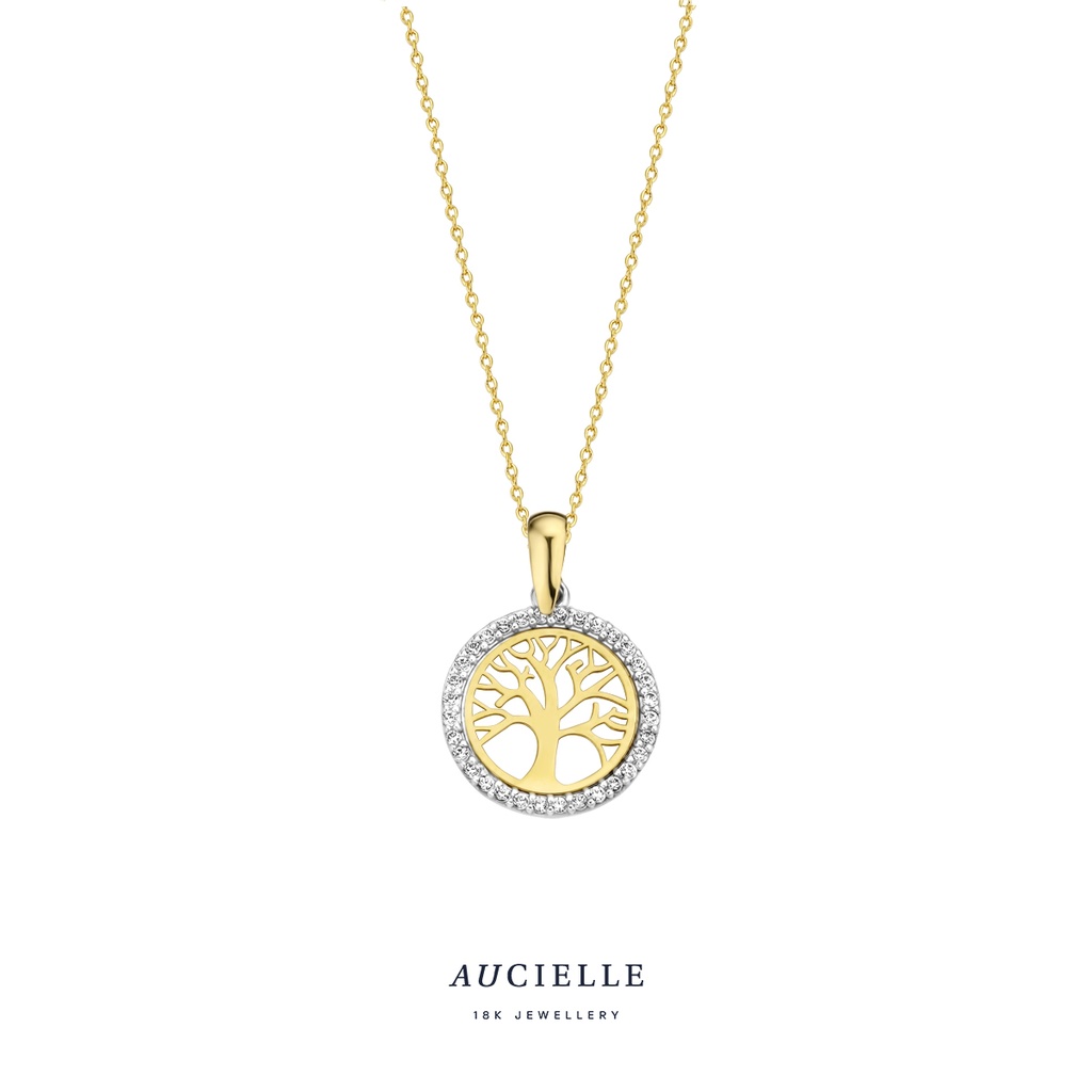 Pendentif Or Jaune 18K arbre de vie Oxyde de zirconium