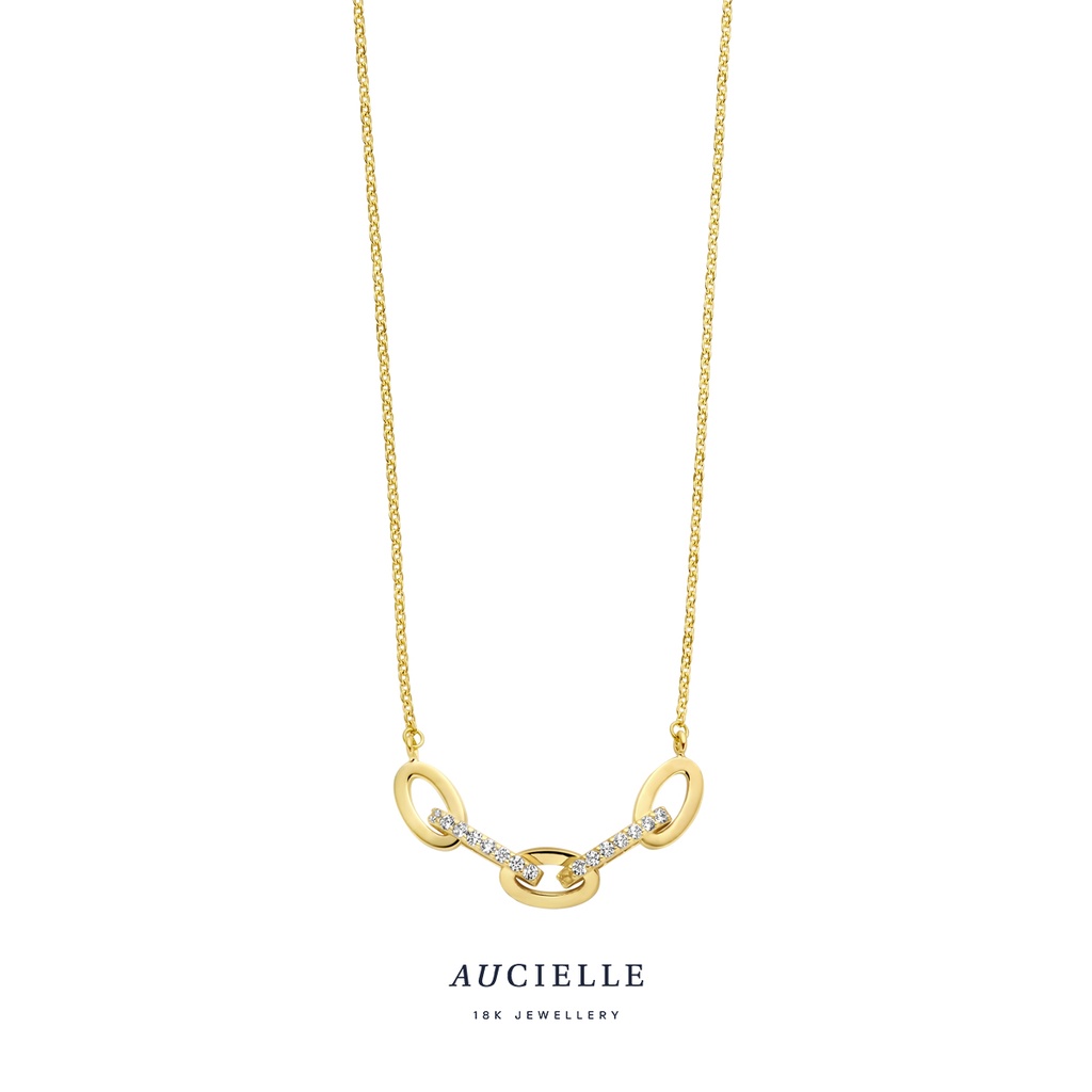 Collier Or Jaune 18K 45cm Oxyde de zirconium