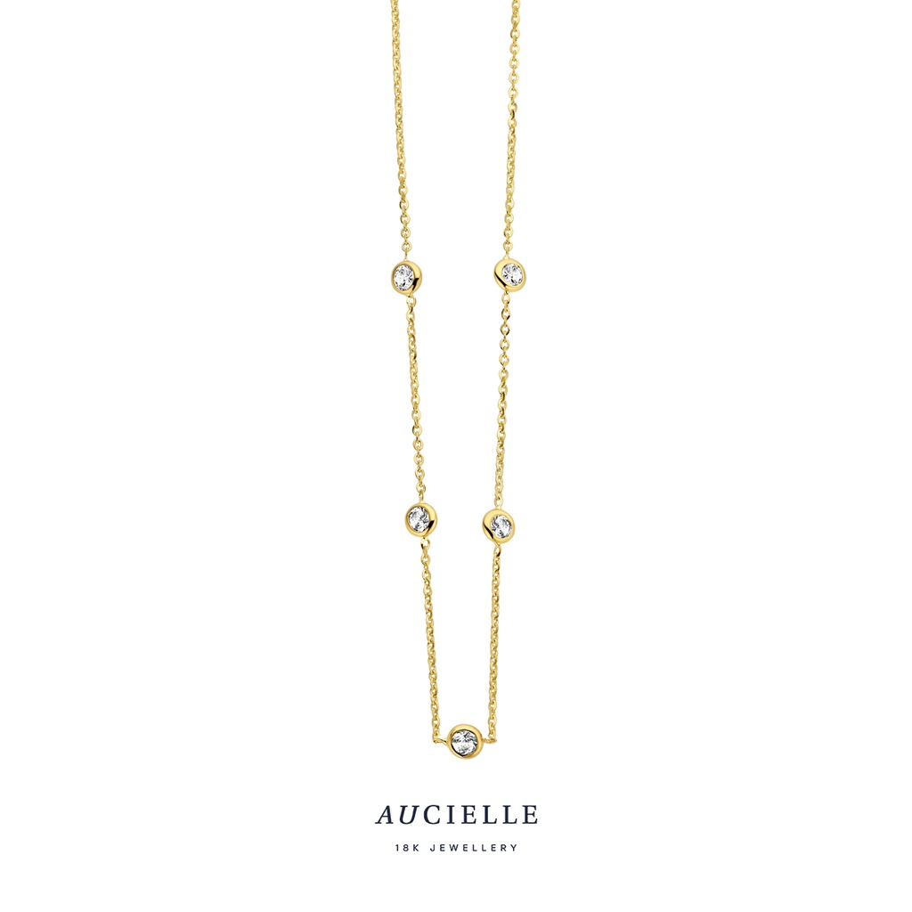 Collier Or Jaune 18K Oxyde de zirconium 45cm