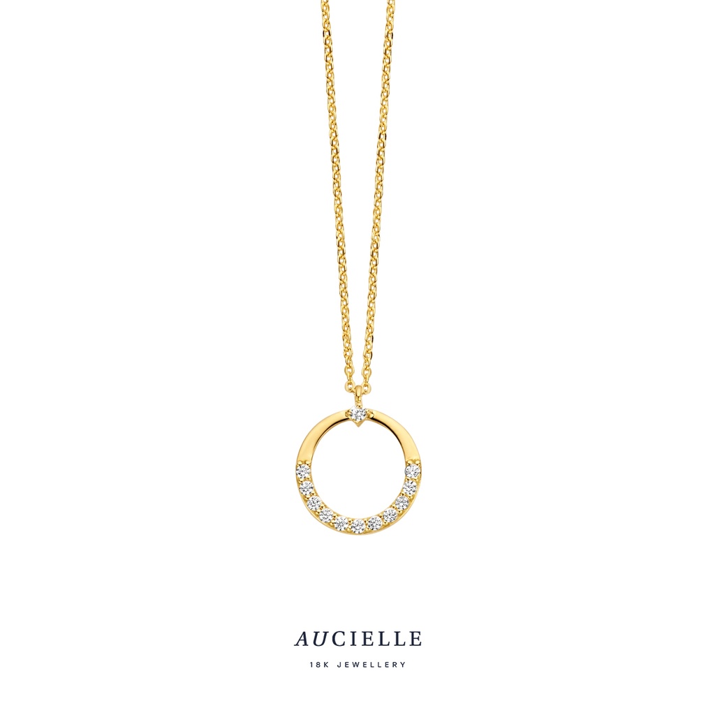 Collier rond Or Jaune 18K Oxyde de zirconium 45cm