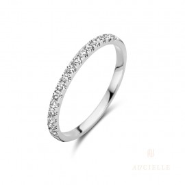 Bague alliance Or Blanc 18K Oxyde de zirconium (52-56) [AR0011W]