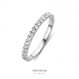 Bague alliance Or Blanc 18K Oxyde de zirconium (48-56) [AR0012W]