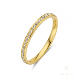 Bague alliance Or Jaune 18K Oxyde de zirconium (52-56) [AR0013C]