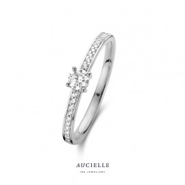 Bague Or Blanc 18K, Oxyde de zirconium (48-58) [AR0016W]