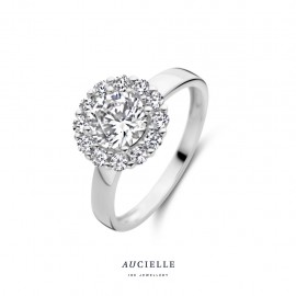 Bague entourage rond Or Blanc 18K zircon (52-56) [AR0026W]