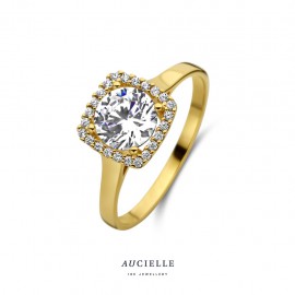 Bague entourage Or Jaune 18K zircon (52-58) [AR0027C]