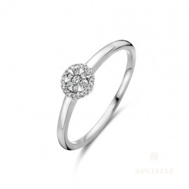 Bague entourage Or Blanc 18K et diamants de 0.07ct (52-56) [AR0037X]