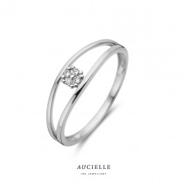 Bague Or Blanc 18K et diamant de 0.040ct (52-56) [AR0044X]