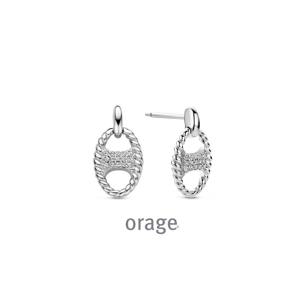 Boucles d'oreilles Argent rhodié 925/1000 Oxyde de zirconium (BA016)