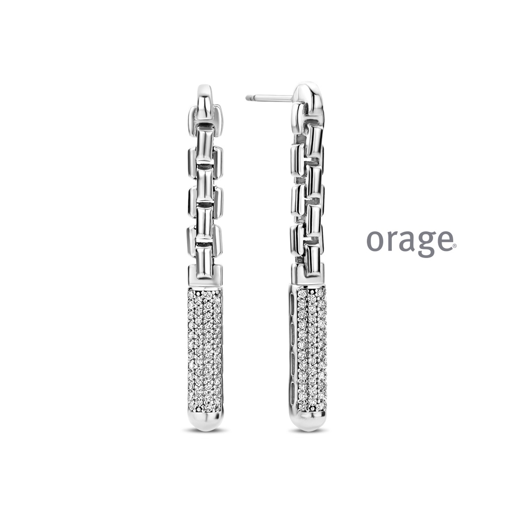 Boucles d'oreilles pendantes Argent rhodié 925/1000 Oxyde de zirconium (BA020)