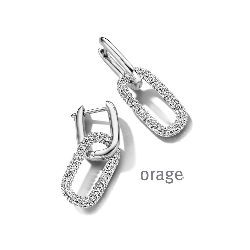 Boucles d'oreilles pendantes Argent rhodié 925/1000 Oxyde de zirconium (BA033)