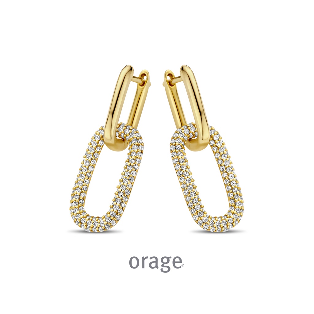 Boucles d'oreilles pendantes plaqué or jaune Oxyde de zirconium (BA034)