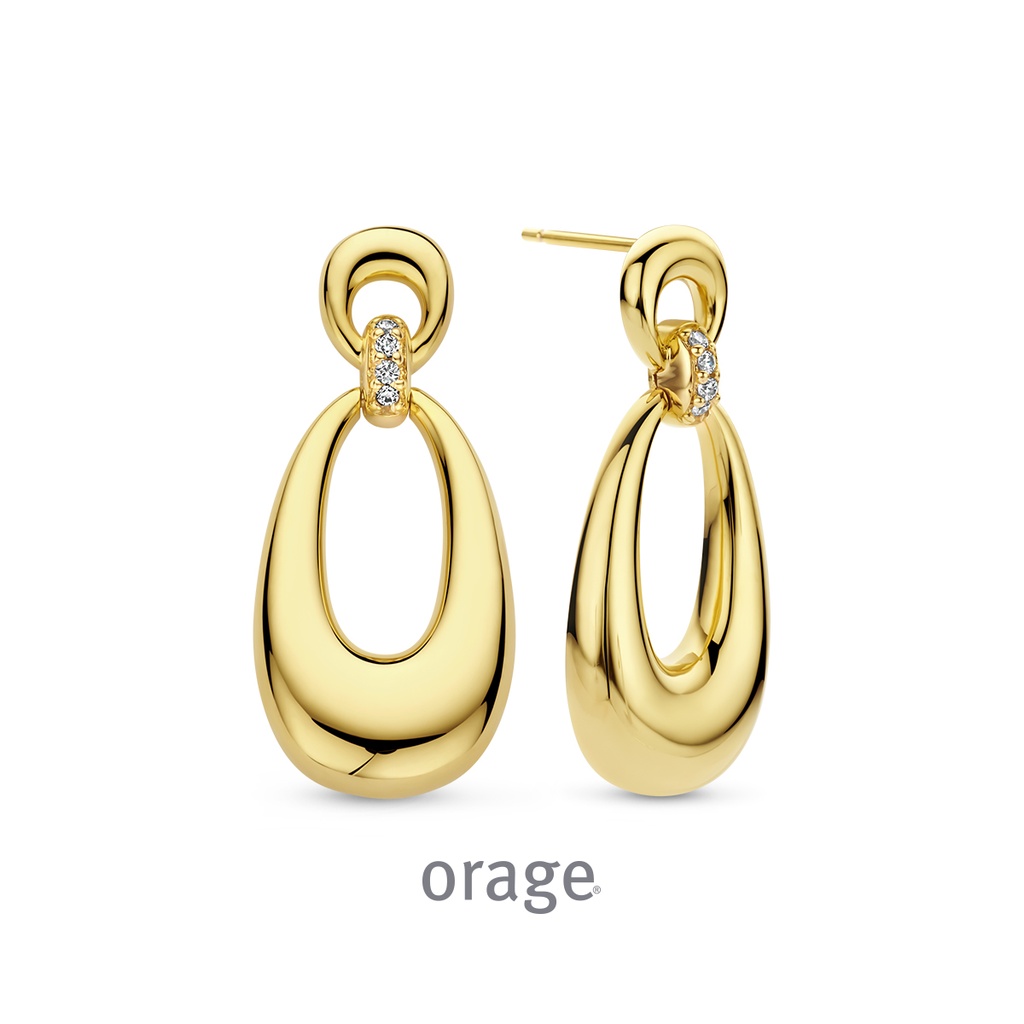 Boucles d'oreilles pendantes plaqué or jaune Oxyde de zirconium (BA045)