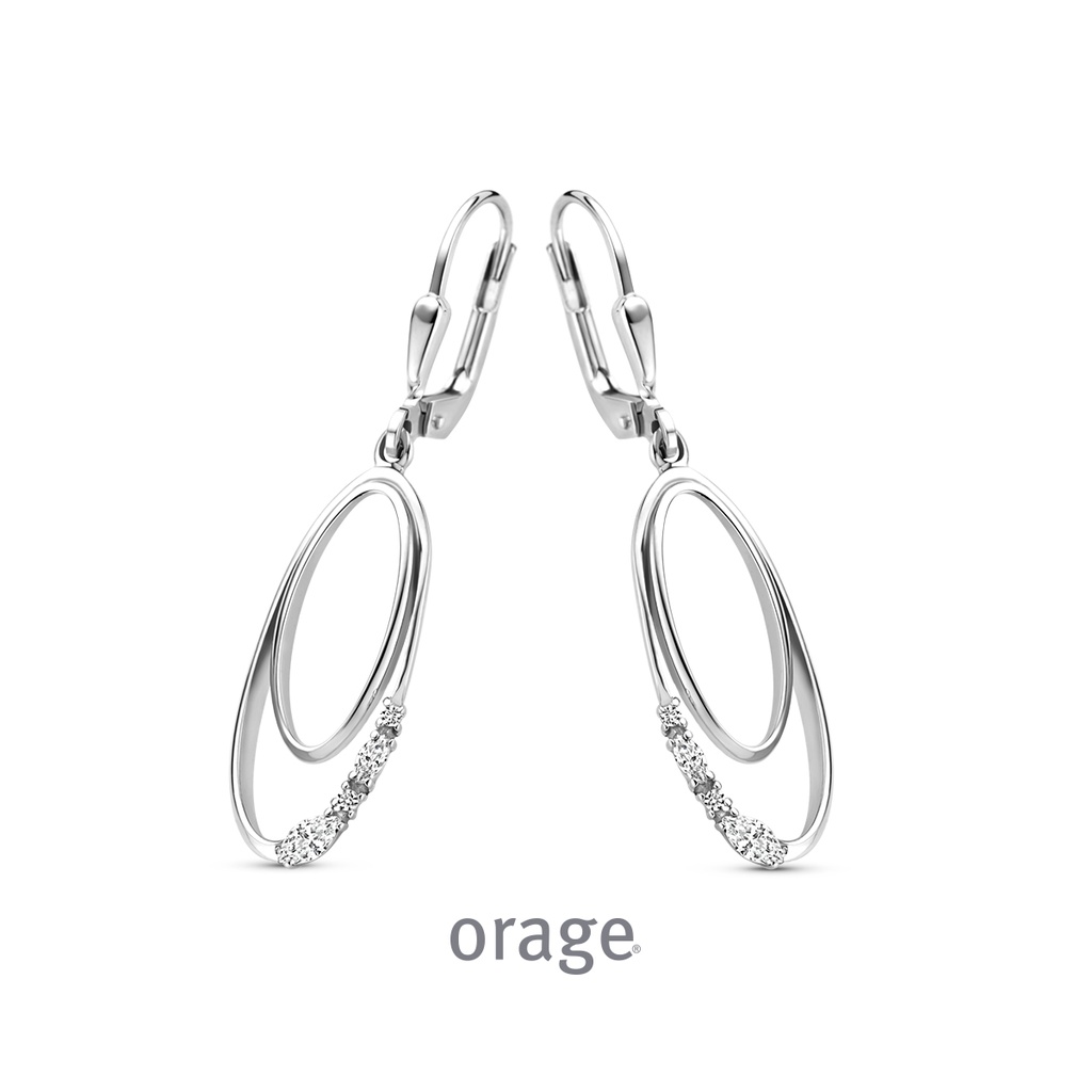 Boucles d'oreilles pendantes en Argent rhodié 925/1000 & Oxydes de zirconium (BA058)