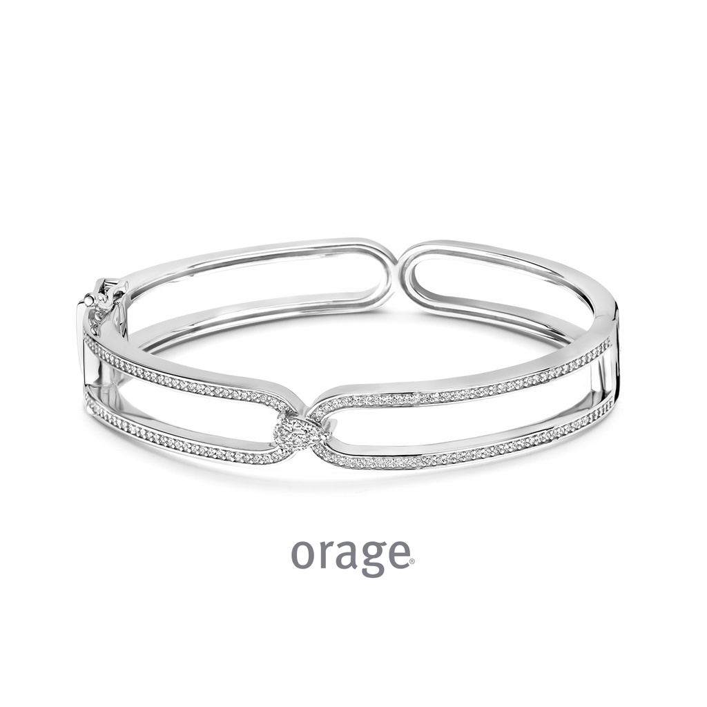 Bracelet rigide en Argent rhodié 925/1000 & Oxyde de zirconium (BA062)