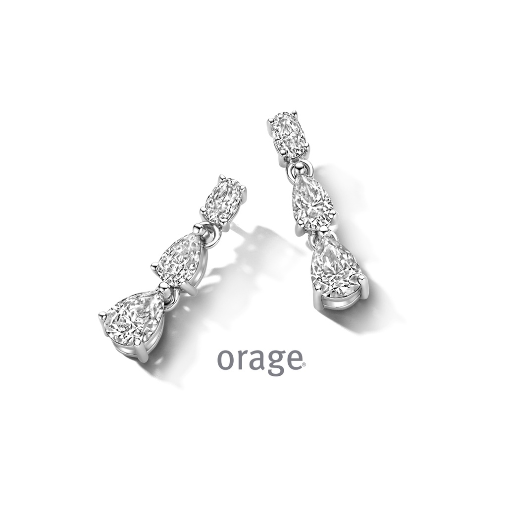 Boucles d'oreilles pendantes en Argent rhodié 925/1000 & Oxyde de zirconium (BA064)